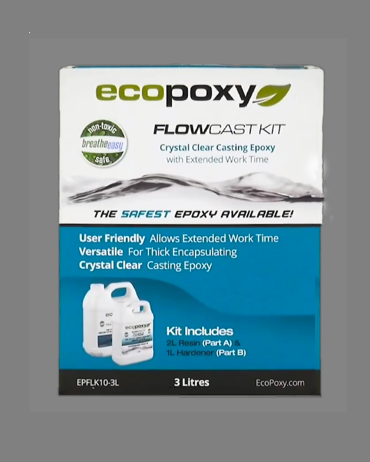 EcoPoxy FlowCast Deep Casting Epoxy Resin 60 Liter Kit